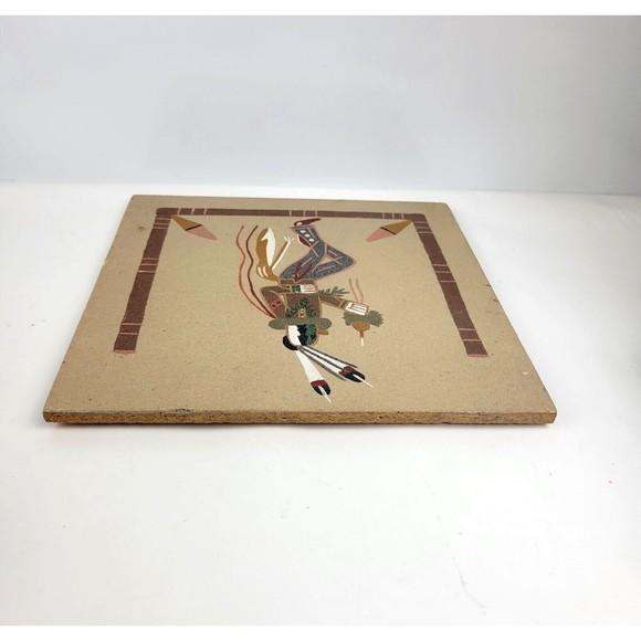 NAVAJO Native American Indian Sand Art Painting on Board Yei Bei Chai Dancer 12" - Picture 10 of 11